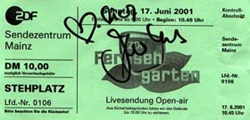 Eintrittskarte, unterschrieben vom "Anheizer" Markus